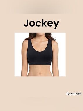 Jockey Black Stretch Scoop Neck Sports Bralette Size Large NWT